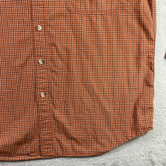 Columbia Shirt Men Large Orange Plaid Button Down Long Sleeve Pocket Preppy READ - Picture 4 of 16